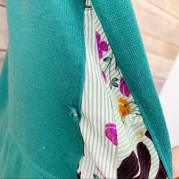 Anthropologie Little Yellow Button Teal Tunic Contrast Panel - Picture 5 of 6